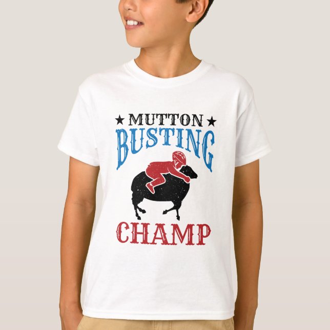 Mutton Busting Champ Sheep Riding T-Shirt (Vorderseite)