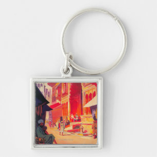Muttra Krishna Tempel-Reise-Plakat Schlüsselanhänger