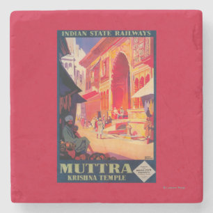 Muttra Krishna Tempel-Reise-Plakat Steinuntersetzer