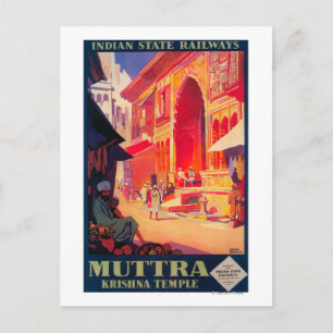 Muttra Krishna Tempel Reiseplakat Postkarte