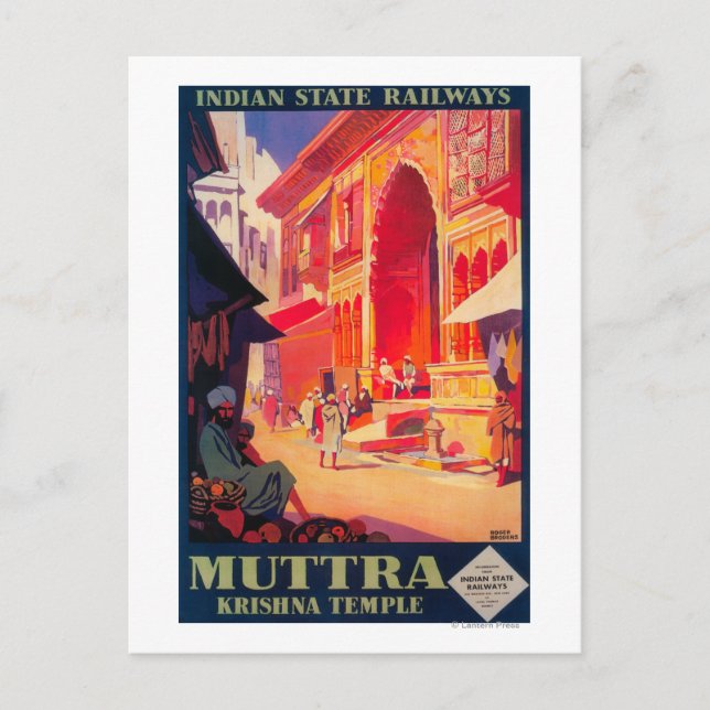 Muttra Krishna Temple Travel Poster Postkarte (Vorderseite)