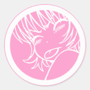 muuhh - niedliche Anime - Kawaii >_< rosa Runder Aufkleber