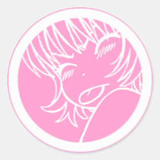 muuhh - niedliche Anime - Kawaii >_< rosa Runder Aufkleber