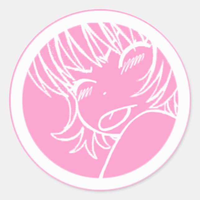 muuhh - niedliche Anime - Kawaii >_< rosa Runder Aufkleber (Vorderseite)