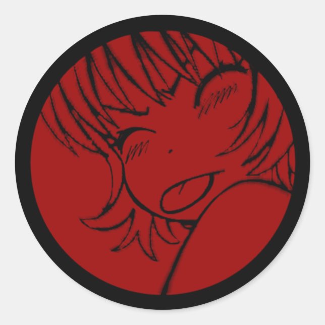 muuhh - niedliche Anime - Kawaii >_< rot Runder Aufkleber (Vorderseite)