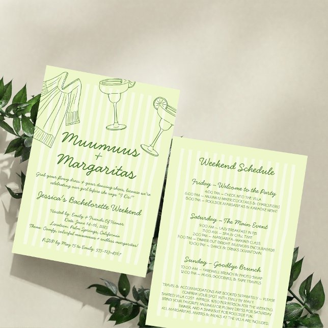 Muumuus & Margaritas Green Bachelorette Weekend Einladung (Muumuus & Margaritas Green Bachelorette Weekend Invitation)