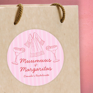 Muumuus & Margaritas Pink & Red Bachelorette Runder Aufkleber