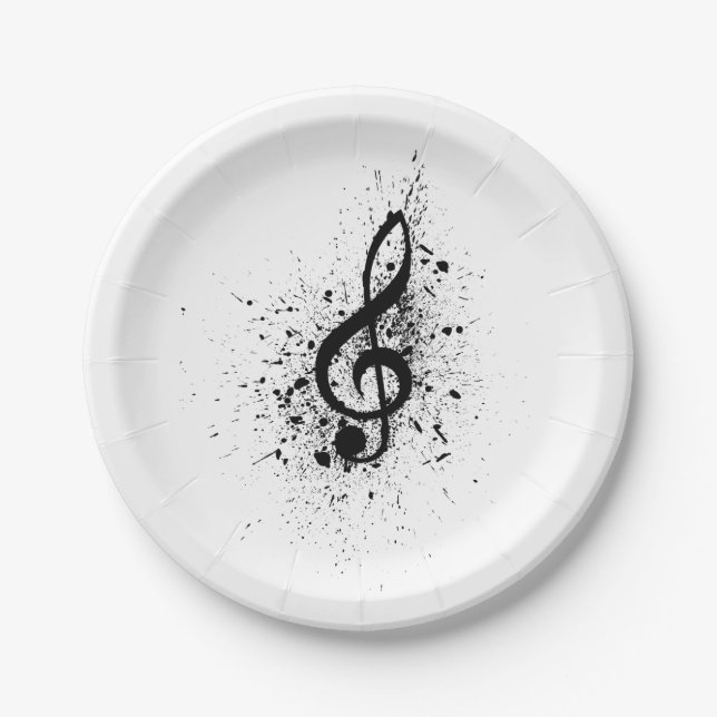 Muzikale bladmuziek muzieknoten patroon. Muziek Pappteller (Vorderseite)