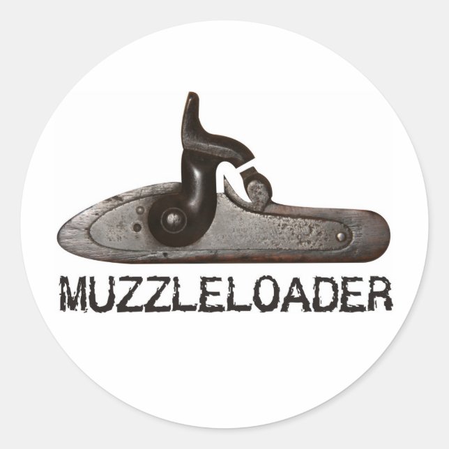 Muzzleloader-Schnürsenkel und Hammer, schwarze Pul Runder Aufkleber (Vorderseite)