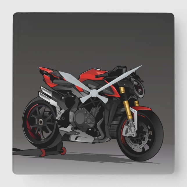 MV Agusta Brutale 1000RR Quadratische Wanduhr (Vorderseite)