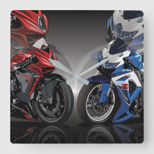 MV Agusta F3 x Suzuki GSX-R Quadratische Wanduhr