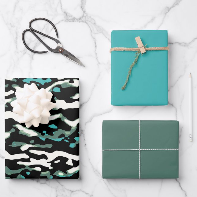 MVB Cameo Masculine Green 2 Design Geschenkpapier Set (Vorderseite)