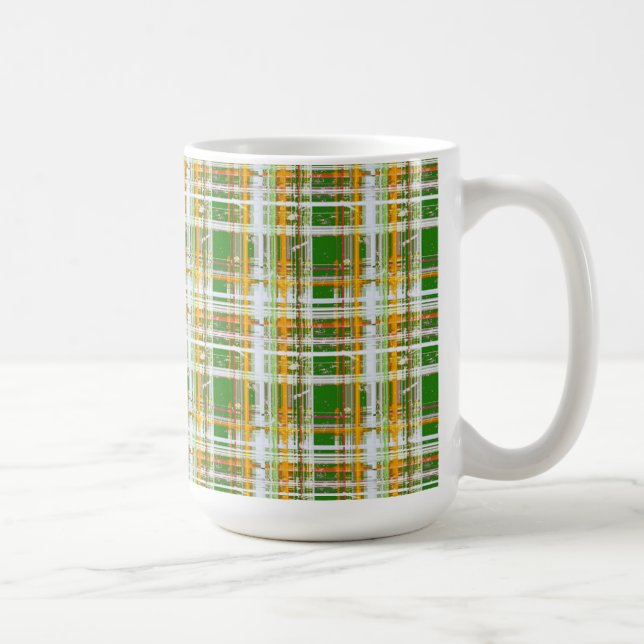 MVB-Fall-Kariert-Grün/Orange/Gelb-Design Kaffeetasse (Rechts)