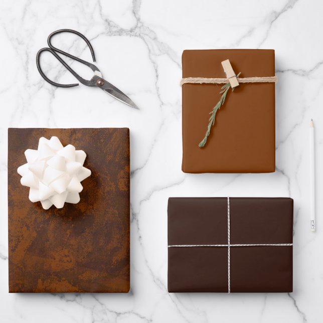 MVB Imitats Brown Suede Expresso Koordination Desi Geschenkpapier Set (Vorderseite)