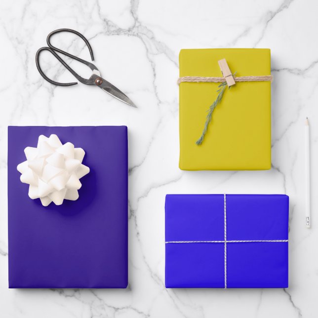 MVB Imitats Gold Süede Blue Solid koordiniert Desi Geschenkpapier Set (Vorderseite)