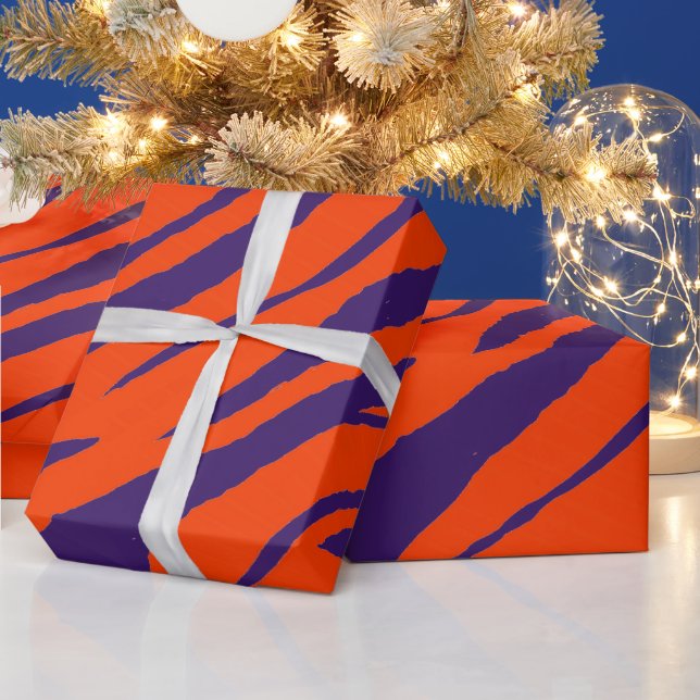 MVB Tiger Stripes Design - orange und Lila Geschenkpapier (Feiertage)