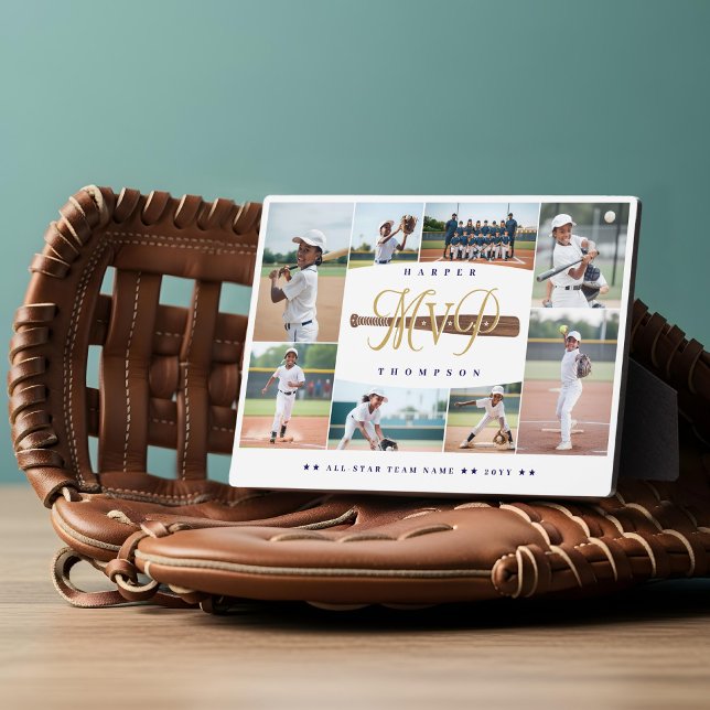 MVP Baseball Player Sports Photo Collage Keepsake Fotoplatte (MVP Baseball Player Sports Photo Collage Keepsake Plaque)