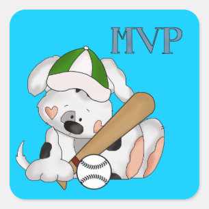 MVP Baseball Puppy-Cartoon-Aufkleber Quadratischer Aufkleber