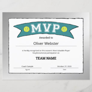 MVP Player - MVP Zertifikate - Tenniszertifikat