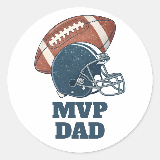 MVP Vater Football Helmet Runder Aufkleber (Vorderseite)