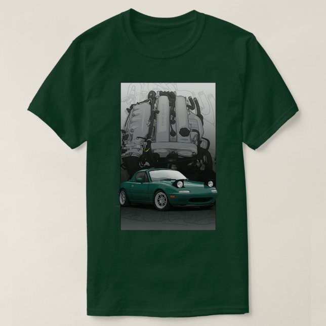Mx5 Miata NA MK1 Abbildung mit BP18 Motor T-Shirt (Design vorne)