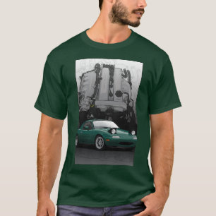 Mx5 Miata NA MK1 Illustration mit BP18 Motor T-Shirt