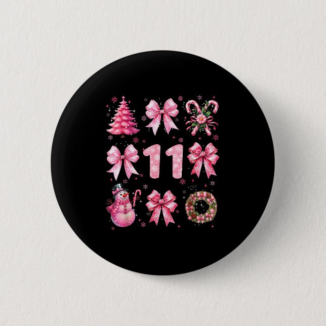 My 11th Birthday Nk Santa Coquette Snowman 11 Year Button (Vorderseite)