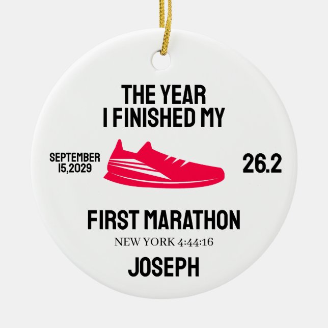 My 1st Marathon Runner First Marathoner Running Keramik Ornament (Vorne)