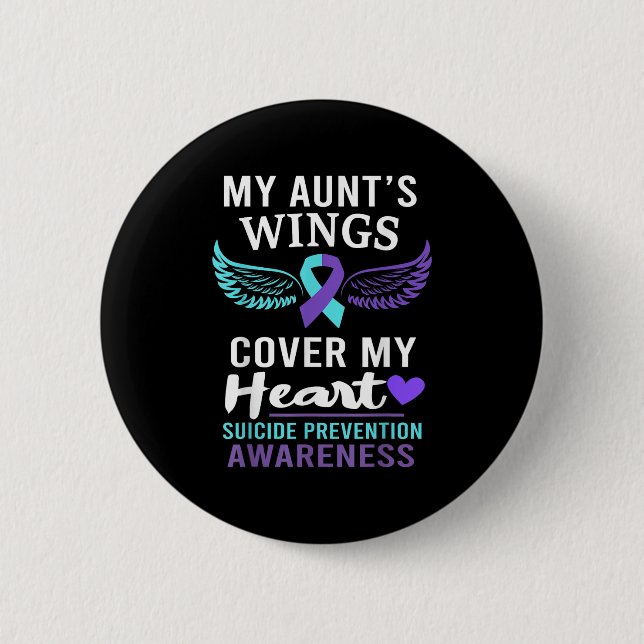My Aunt's Wings Cover Heart Suicide Awareness Ribb Button (Vorderseite)