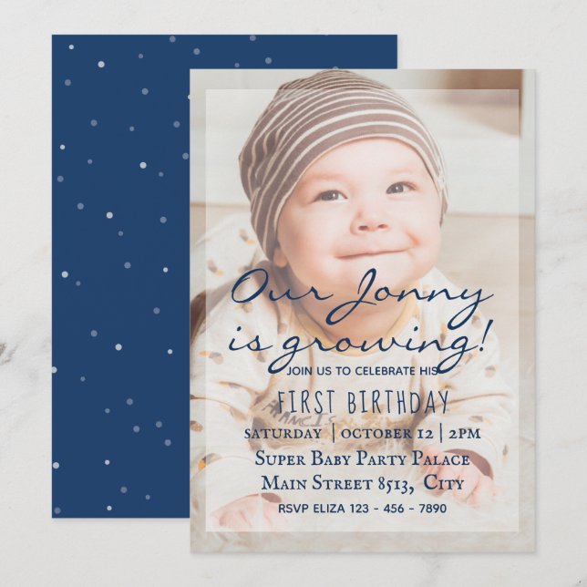 My Baby 1st Birthday - Simple invitation photo (Devant / Derrière)