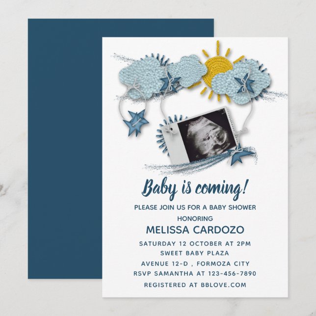 My Baby Ultrasound - Adorable Baby Dusche Einladung (Vorne/Hinten)