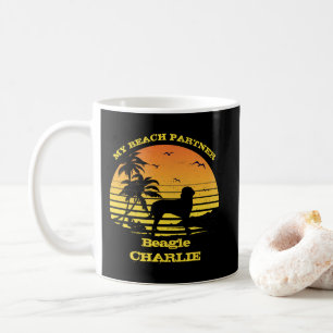My Beach Partner Sunset Palm Tree Beagle Kaffeetasse