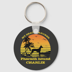 My Beach Partner Sunset Palm tree Pharaoh Hund Schlüsselanhänger