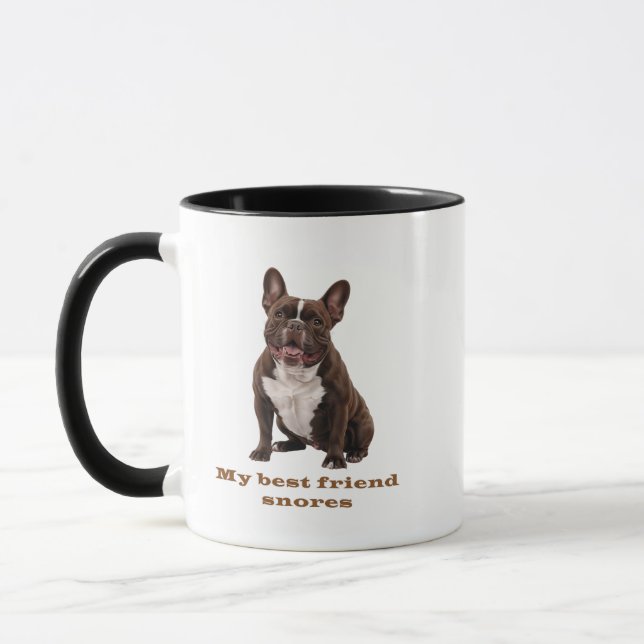 My Best Friend Snores – French Bulldog Brown Mug Tasse (Links)