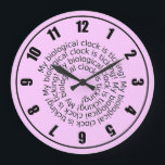 My Biological Clock is Ticking Clock Große Wanduhr<br><div class="desc">Customized My Biological Clock is Ticking Clock makes a great birthday gift for a woman. Add text.</div>