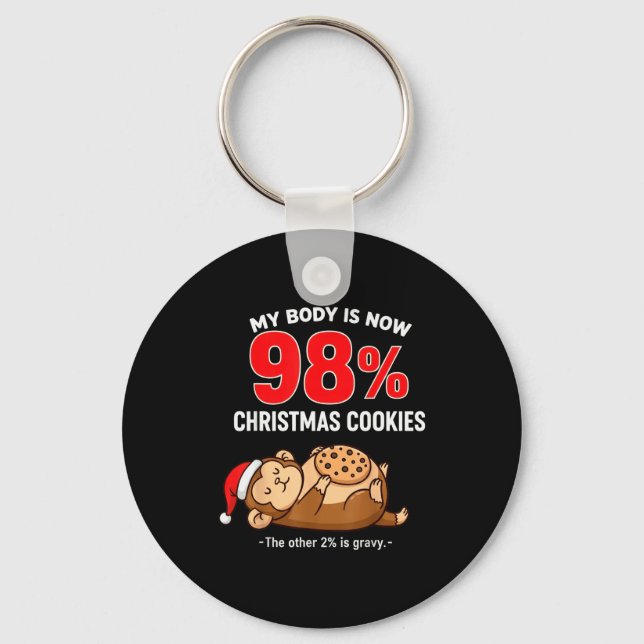 My Body Is 98% Christmas Cookies Funny Monkey Paja Schlüsselanhänger (Vorderseite)