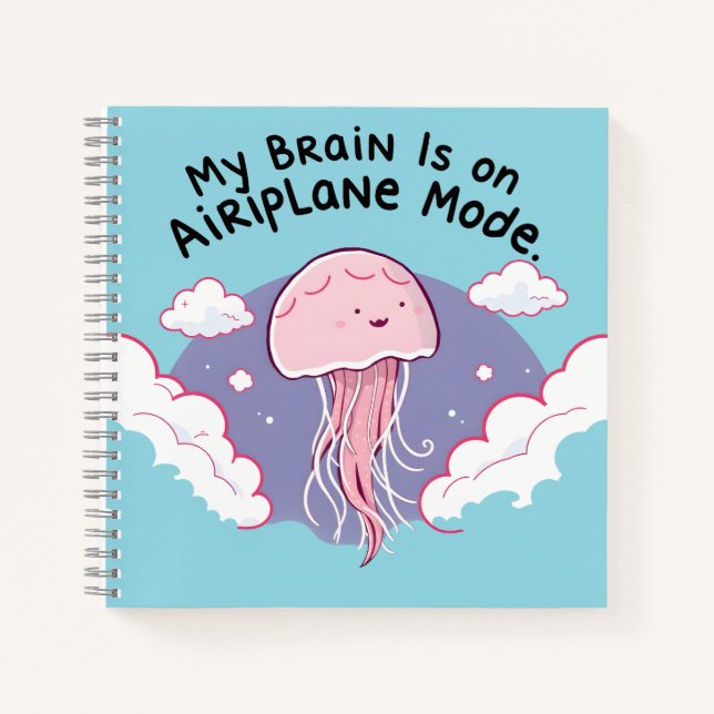 My Brain Airplane Mode Funny Jellyfish Brain Fog  Notizbuch (Vorderseite)