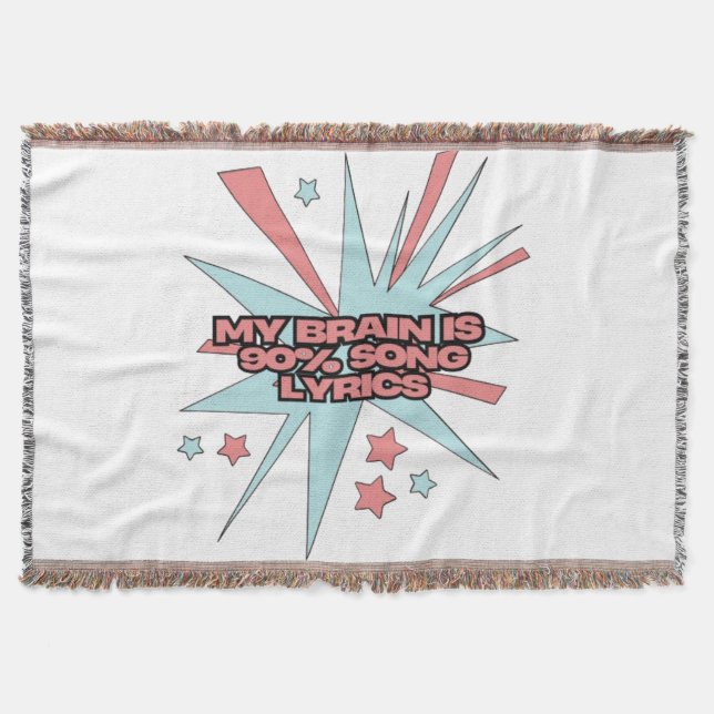 My Brain is 90% Song Lyrics – Funny Retro Pop Art Decke (Vorderseite)