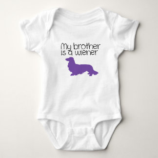 My Brother is a Wiener Long Hair Dachshund Outfit  Baby Strampler