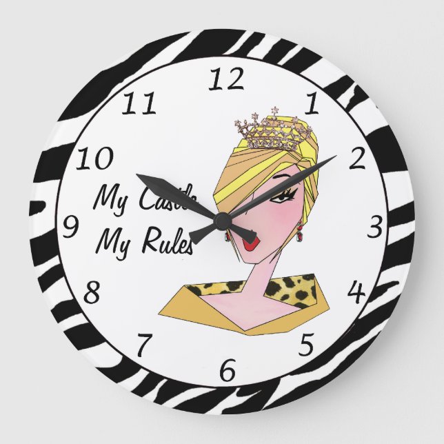 "My Castle, My Rules" Große Wanduhr (Vorderseite)
