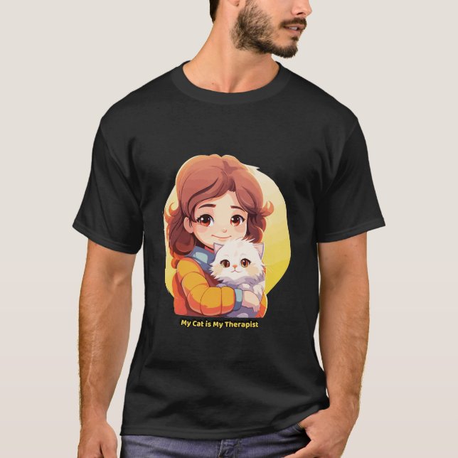 My Cat is My Therapist – Cute Comfort Cat  T-Shirt (Vorderseite)