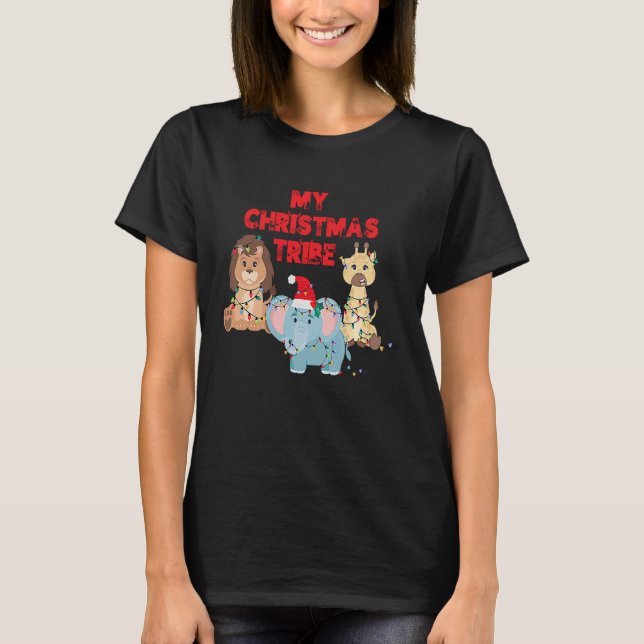 My Christmas Tribe Holiday Animals T-Shirt (Vorderseite)