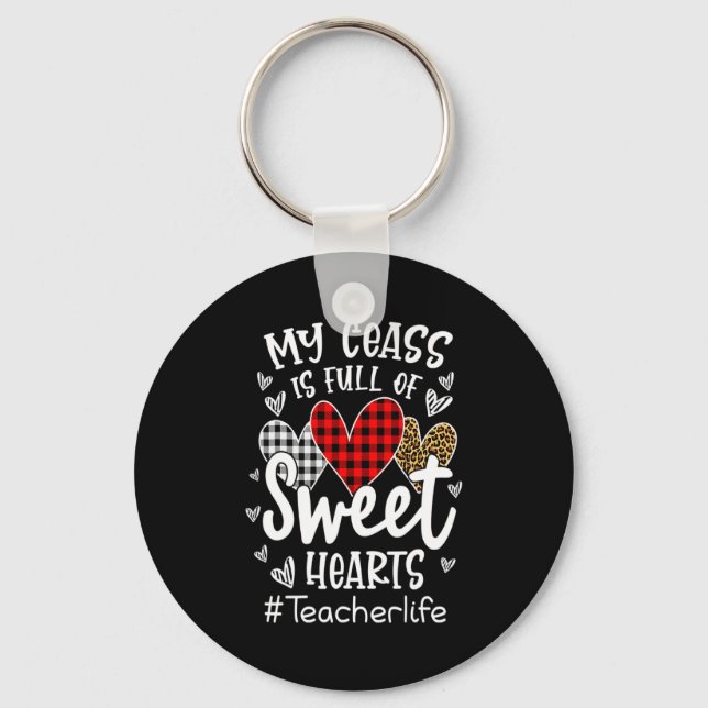 My Cl Is Full Of Heart Red Plaid Leopard Valent  Schlüsselanhänger (Vorderseite)