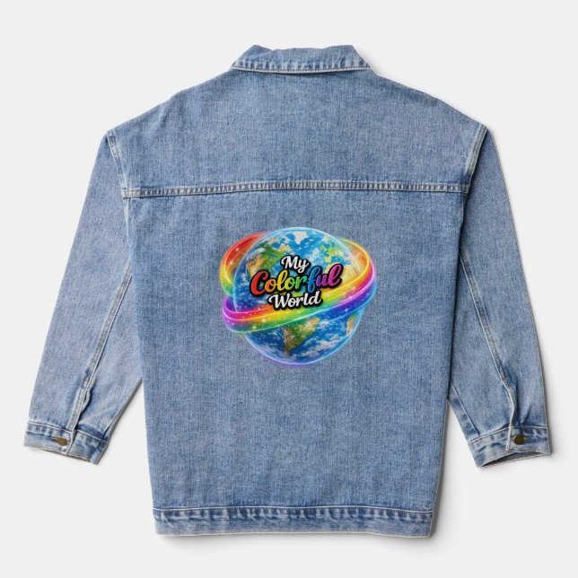 My Colorful World Rainbow Globe Denim Jacket Jeansjacke (Rückseite)