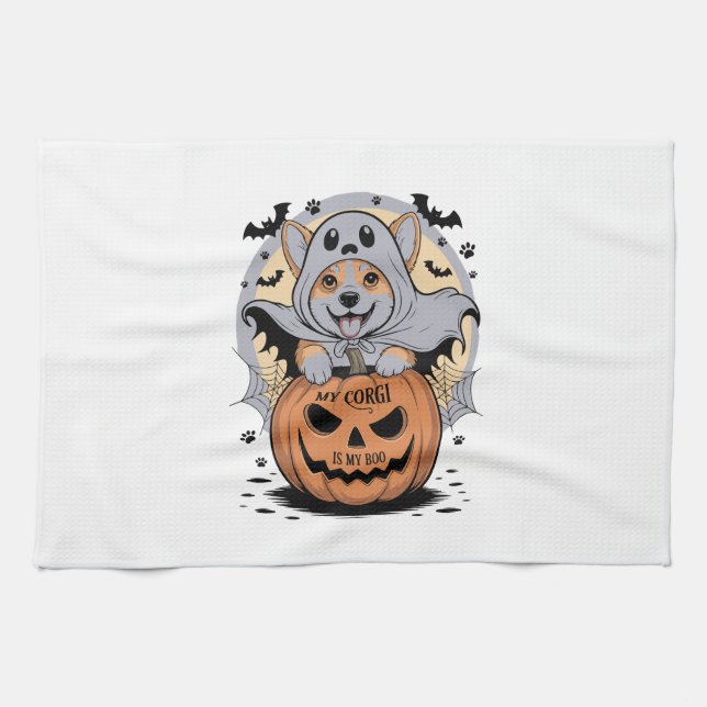 My Corgi is My Boo Halloween Geschirrtuch (Horizontal)