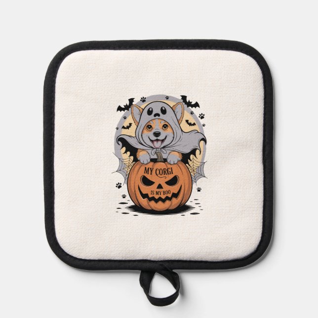 My Corgi is My Boo Halloween Topflappen (Vorderseite)