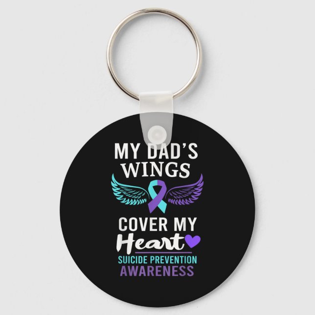 My Dad's Wings Cover Heart Suicide Awareness Ribbo Schlüsselanhänger (Vorderseite)