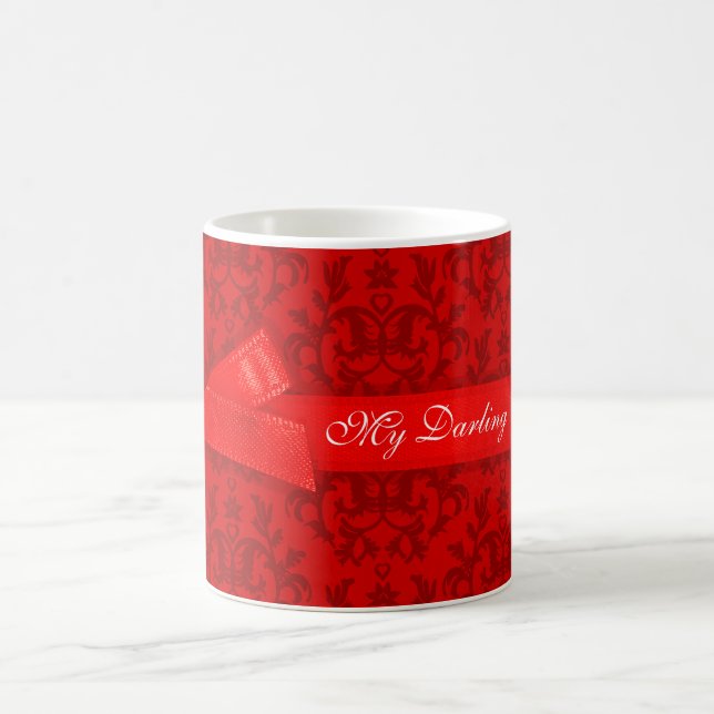 "My Darling Valentine" Damaske leidenschaftliche r Kaffeetasse (Mittel)
