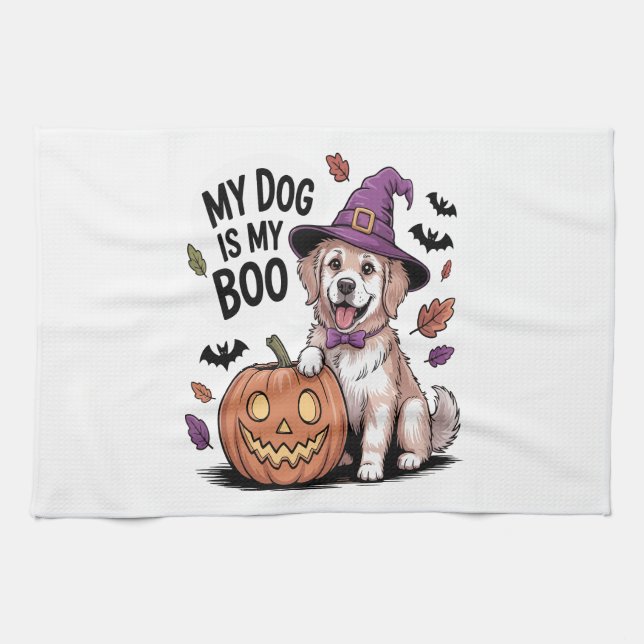 My Dog is My Boo Halloween Geschirrtuch (Horizontal)