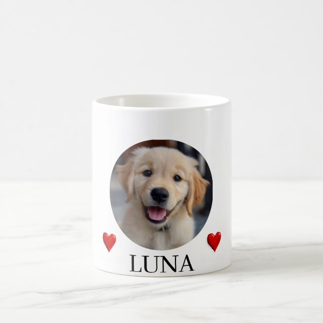 My Dog Personalized Photo & Name Mug with Hearts (Centre)